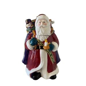 Cookie Jar, Santa Claus, Vintage with Toys, Drums, Candle in Hand